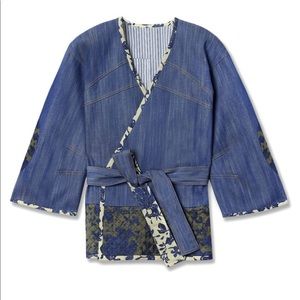 Derek Lam 10 Crosby Floral Trim Denim Jacket